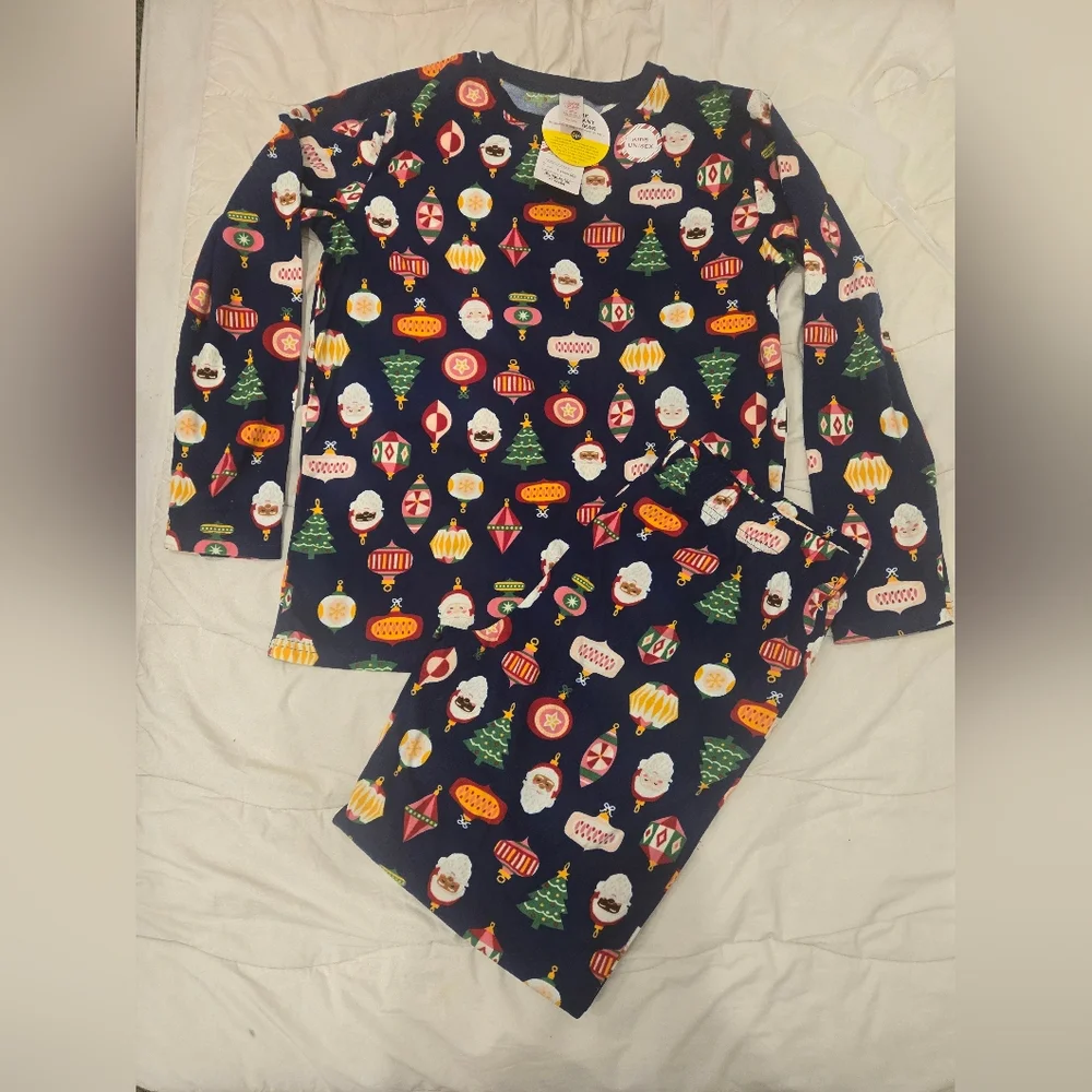 Festive‎ Kids Pajama Set - Blue with Holiday Prints
